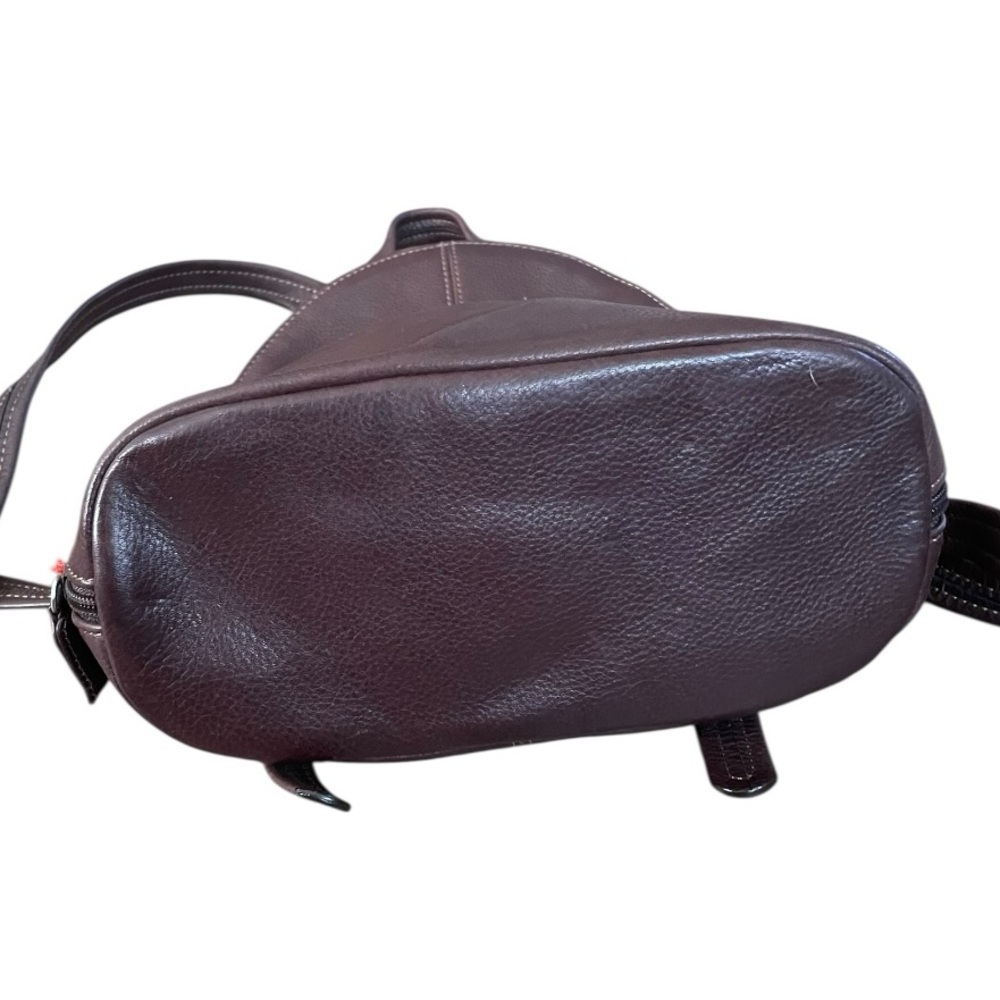 Vtg Tig Two by Tignanello Distressed Brown Leather Small Backpack Unique Style - Picture 4 of 7